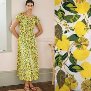 Boden Yellow Puff Sleeve Sundress Midi